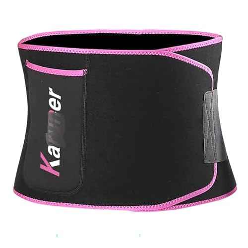 YIKANGHENG Elastic OK Cloth Black and Pink Waist Support Belt with Pocket for Yoga, Running and Sports