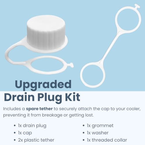 2 Pack Cooler Drain Plug Replacement Kit for Igloo 50-165 Qt Coolers with Tethered Caps