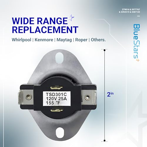 Dryer Repair Kit for Whirlpool Maytag Roper & More - Includes Thermostats & Fuse