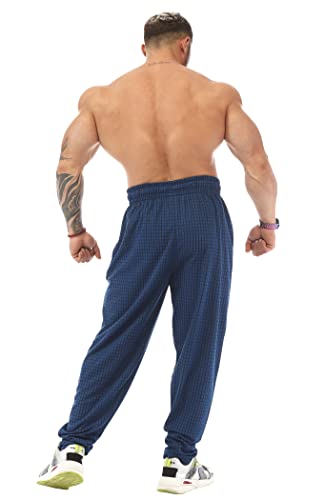 Men's Loose Fit Cotton Sweatpants with Pockets - Medium Blue