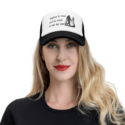 Funny Trucker Hat for Men - Bigfoot Is Real and He Tried to Eat My Ass - Adult Humor Cap
