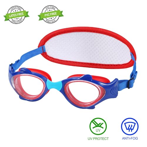Kids Swim Goggles No Hair Pull£¬Kids Goggles Fabric Strap, Swimming Goggles with Case for Children Boys Girls