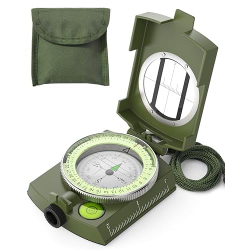 Sportneer Compass: Accurate Durable Lightweight Orienteering Compass with Strap and Carrying Case, Glow in The Dark Waterproof Hiking Essentials for Camping Backpacking, Best Survival Gifts for Kids