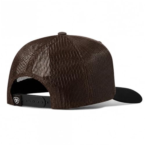 Men's 6-Panel Mesh Snapback Cap with Tan Patch and Black Bill