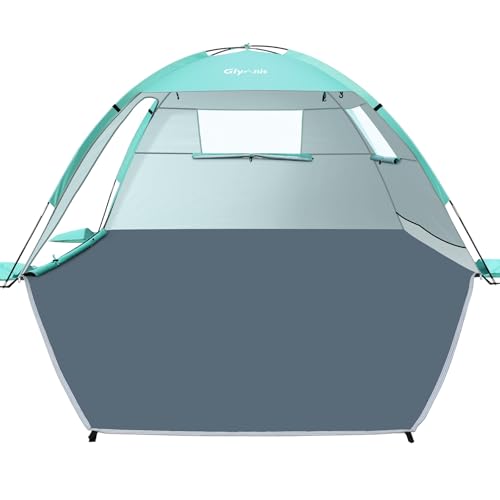 Glymnis Beach Tent Sun Shelter for 4 Persons, UPF 50+, Green - Easy Setup