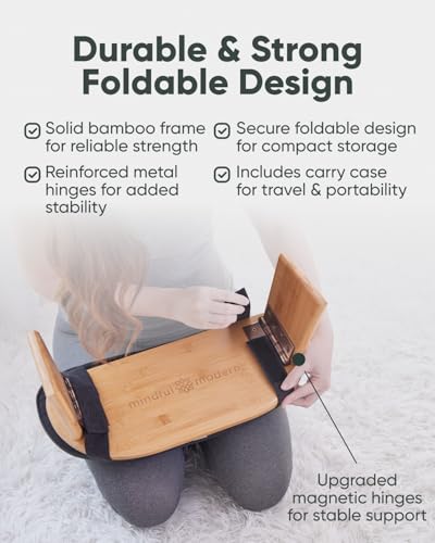 Mindful Modern Folding Meditation Bench with Pillow - Bamboo Kneeling Stool