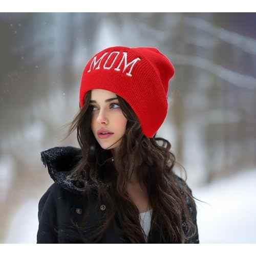 Letter Embroidered Beanie Hat Thanksgiving Gift Cuffed Skull Cap Knit Winter Warm Watch Hats for Women, Men