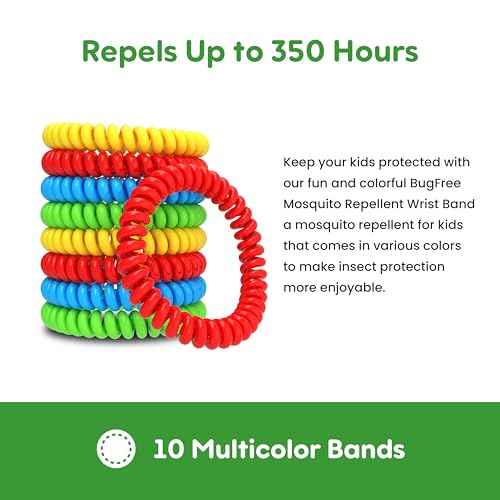 Mosquito Repellent Bracelets (10 Pack) Mosquito Repellent Bracelets for Adults and Kids - Premium DEET-Free Bands - 10 Multicolor Bands - Individually Wrapped