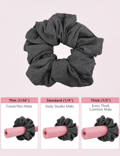Dark Gray Yoga Mat Scrunchie & Strap Carrier for Pilates & Exercise