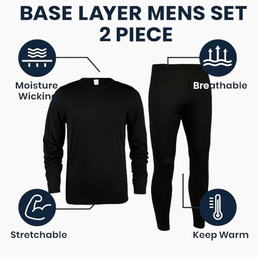 Polar Extreme Men's Thermal Base Layer Set, Ultra Soft, 2-Piece Moisture-Wicking Warm Underwear for Cold Weather