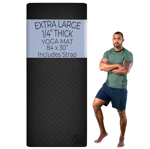 Tatago Extra Thick Large Yoga Mat - Black 6mm Wide & XL for Home Workout & Pilates