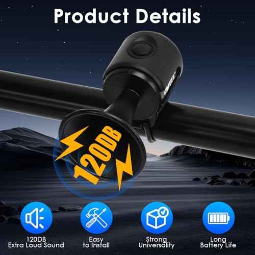 Scooter Horn,120DB Loud Scooter Horn Powered by 3V Celll Battery, Applies to 22.2-32mm Handlebars, Suitable for Scooters and Bikes, Bike Horn for Adults, Scooter Bell, Electric Scooter Accessories
