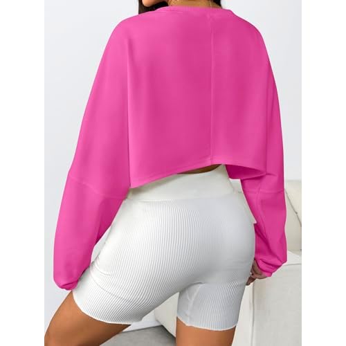 Remidoo Women's Casual Cropped Sweatshirt Long Sleeve Crop Top Crewneck Pullover Shirt
