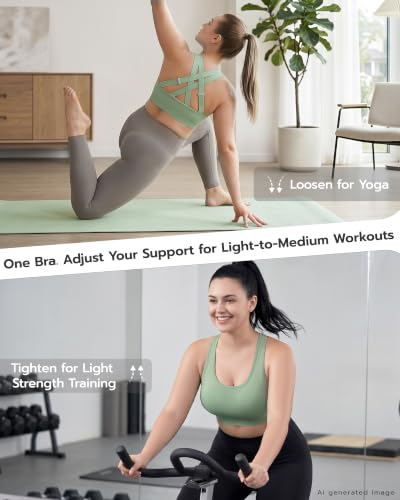 FITTIN Adjustable Sports Bra for Women 3X-Large Black Green Grey Support