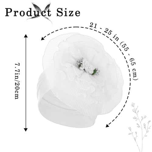 Bohend Flower Turbans Cap Pearl Knot Headwarp Beanie Pre Tied Head Cover Bonnet Women Muslim Stretchy Pleated Headscarf Hat