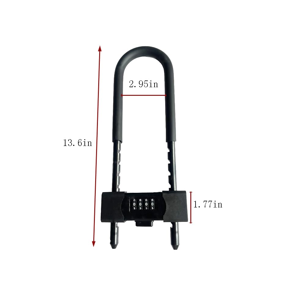 Junway 4-Digit Combination Bike Lock, Heavy Duty U-Lock for Bicycles, Motorcycles, Metal Gates