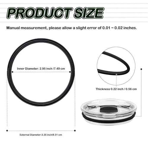 Rubber Seal Replacement Gasket for Yeti 30 oz Tumbler Lids, 6 Pcs Leak-Proof O Ring Gaskets with 1 Pcs Tweezer Compatible with 30/32 oz Tumbler, 14 oz Mug, 26 oz Cup and 35/42 oz Straw Mug
