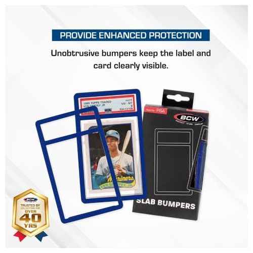 BCW Graded Card Slab Bumpers - Blue | TPE Edge Protectors for PSA Slabs (2017?Current) | Secure Fit & Easy Grip | Pack of 6 Bumpers for PSA-Graded Card Cases | Collector-Grade Protection