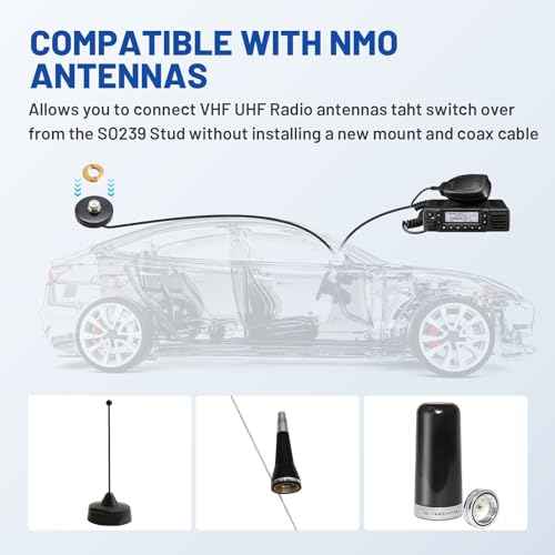 Anina SO239 to NMO Adapter for Vehicle VHF UHF Ham Two Way Radio Antenna NMO Convertion Connector Kit 5/8 Through Hole 2- Pack