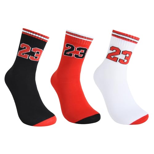 Youth Basketball Socks Boys Girls 3 Pairs Breathable Sports Socks - Red B23