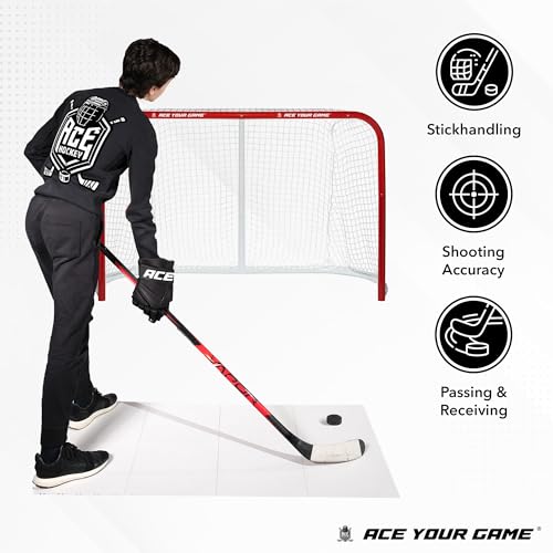 ACE HOCKEY Dryland Flooring Tiles for Hockey Training - 8-Pack Hockey Tiles (9.4 sqft) for Shooting, Passing, Stickhandling - Not Skateable Synthetic Ice Tiles for Hockey Practice