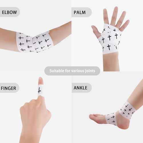 Cross Tape 2 pcs Christian Athletic Sports Wrap Tape Jesus Cotton Wrist Sport Tape Cross Religious Tape for Christian Athletes£¨2IN X 23FT £©
