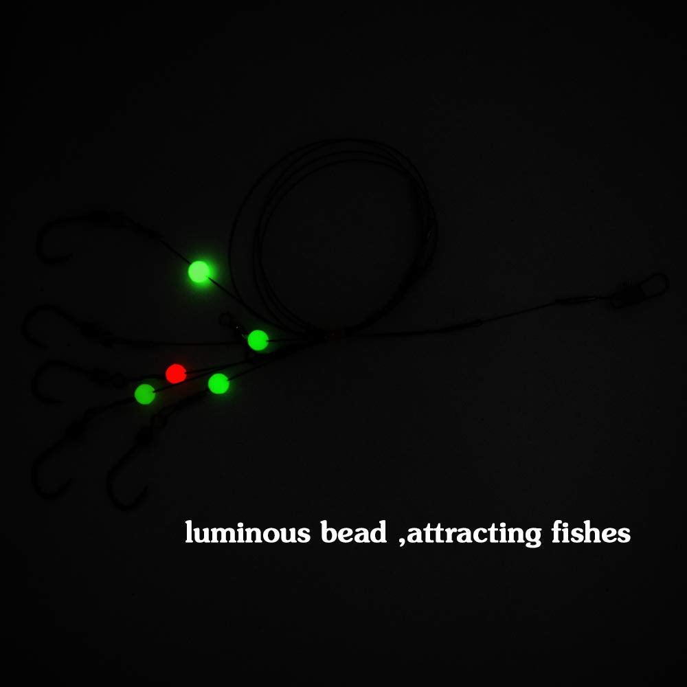 Fishing Hook with Leader,5 Hooks Fishing Rig-7 Strands Nylon Coated Fishing Leader with Swivle,Snap,Hooks