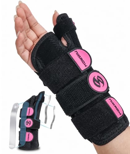 Adjustable Wrist Support Brace for Left/Right Hand - Pink, Small/Medium, Day & Night Relief for De Quervain's Tendonitis Carpal Tunnel