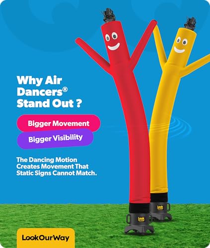 LookOurWay 10ft Inflatable Tube Man Attachment - Red Wacky Waving Inflatable for Business Promotion