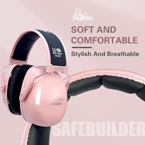Pink Ear Protection Ear Muffs Noise Reduction NRR 28dB Adjustable Hearing Safety - Girl Variation 01