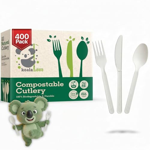Combo Pack 400 Compostable Eco-Friendly Disposable Cutlery Set - 7 Inch