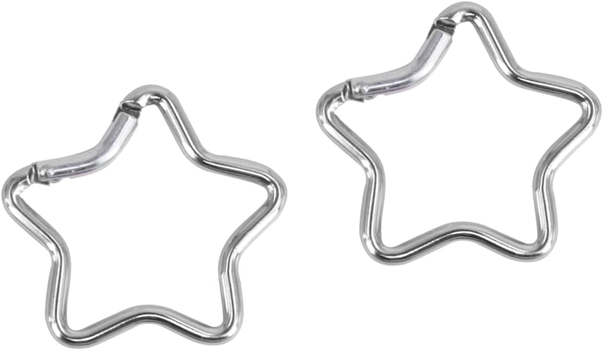 2Pcs Silver Carabiner Clip, Star Shaped Climbing Buckle, Aluminum Alloy Heavy Duty Keyring Hook for Camping Fishing Hiking Traveling Aluminum Key Chain Clip Accessories Outdoor Car Accessories