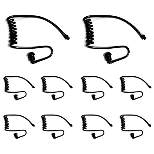 Acoustic Coil Tube Earpieces for Walkie Talkies - Black - 10 Pack
