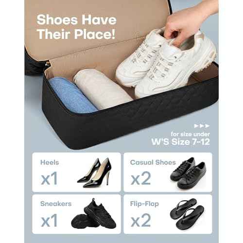HOTOR Travel Duffel Bag - Weekender Bags for Women, Carry On Overnight Bag with Shoe Compartment, with Toiletry Bag for Travel Essentials and Travel Accessories, Black, 13.4"¡¿17.3"¡¿7.9"