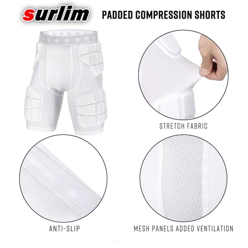 Men's Football Girdle with 5 Padding Zones - Medium White