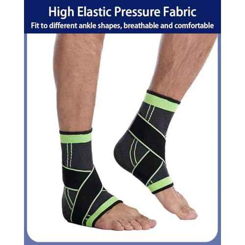 Ankle Braces for Men & Women, 2 pcs Ankle Compression Sleeve Plantar Fasciitis Brace Plantar Fasciitis Relief, Arch Support Socks Ankle Sleeve Ankle Brace for Sprained Ankle (Black, Large)