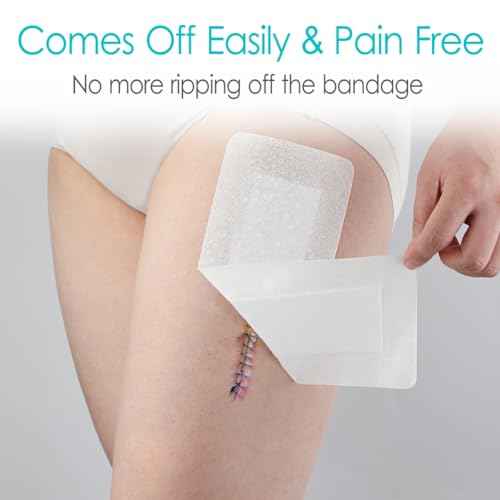 Breathable Waterproof Adhesive Island Dressing for Knee/Hip Replacement Wound Incisions Bandages Bordered Gauze 4"X10" with 2"x8" Non Stick Pad No More Wounds Sticking Pack of 10