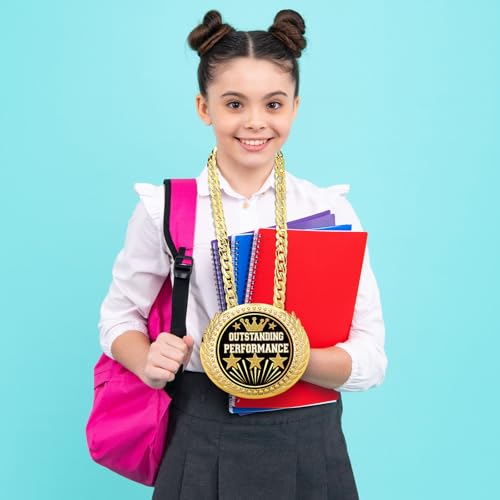 Large Gold Award Medal 6" Trophy with Chain - Outstanding Performance Variation
