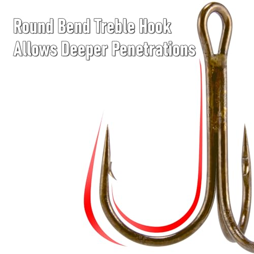Bronze 4/0 Treble Fishing Hooks - 30 Pack, Saltwater & Freshwater