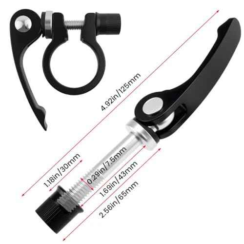 Bike Seat Post Clamp Quick Release Pin M8 (7.5mm) x 65mm High-strength Aluminum Alloy Bicycle Seatpost Binder Bolt, 4PCS Black