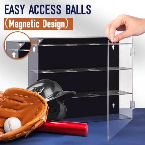 Wall Mount Baseball Display Case 3 Tiers for 12 Balls Acrylic Collection Stand