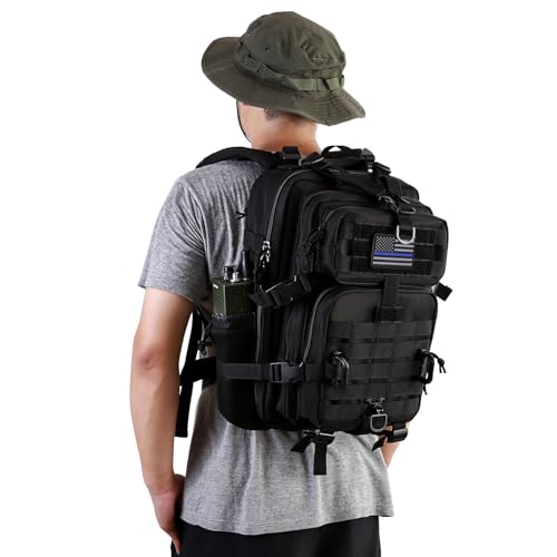 Hannibal Tactical 30L MOLLE Assault Pack Military Backpack Black - 3-Day Rucksack