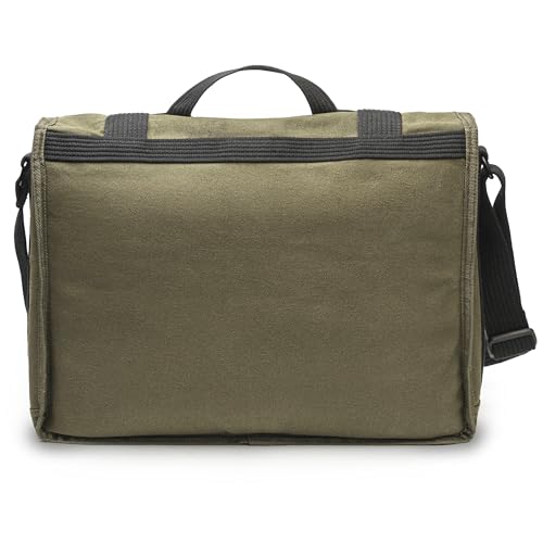 Large Olive Drab Canvas Messenger Bag with Laptop Compartment - Fits 17" Laptops