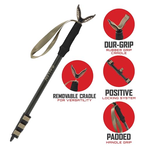 Allen Company Monopod Shooting Stick and Gun Rest - Versatile Hunting Accessories with Adjustable Height - Aluminium,Black