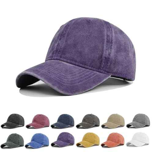 Unisex Vintage Washed Cotton Baseball Cap Distressed Adjustable Classic Low Profile Dad Hat