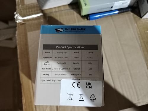 Smiling Shark LED Camping Lantern, Mini Camp Lamp Warm Light Rechargeable & Portable Dimmable Waterproof Tent Lamp for Adults & Kids Camping Fishing Hiking Emergency, LED-Camping-Lantern-Mini-Tent