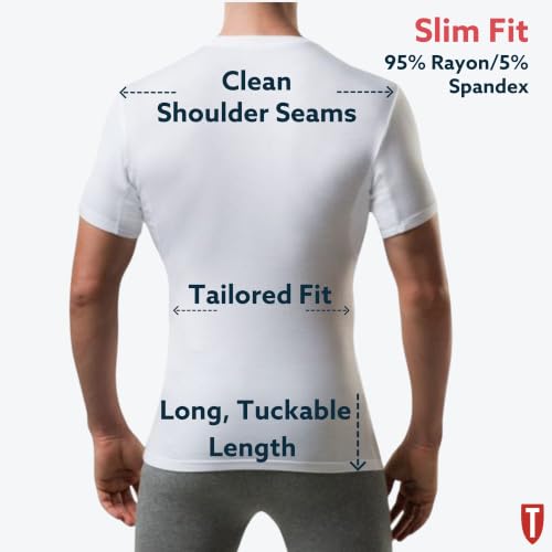 Men's Slim Sweatproof Undershirt Medium White - Odor & Sweat Blocking Rayon V-Neck