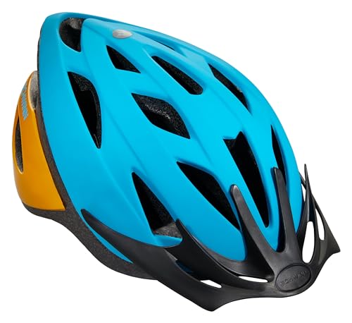 Kids Bicycle Helmet with Visor - Blue/Orange, Adjustable Fit, Lightweight, 50-56cm, for Boys & Girls - Schwinn Thrasher