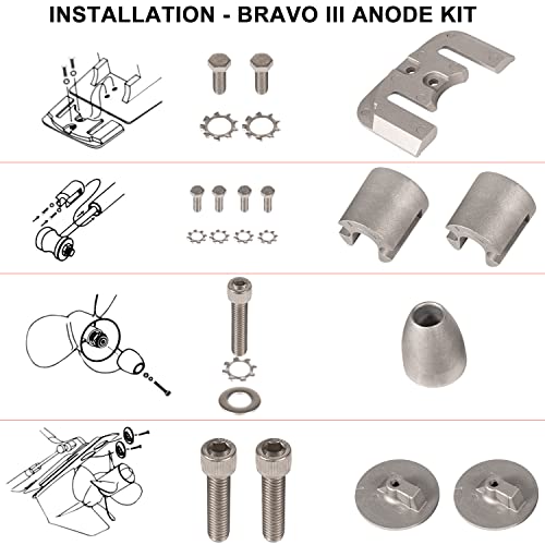 Complete Aluminum Anode Kit for Mercruiser Bravo 3 Sterndrive 2004+