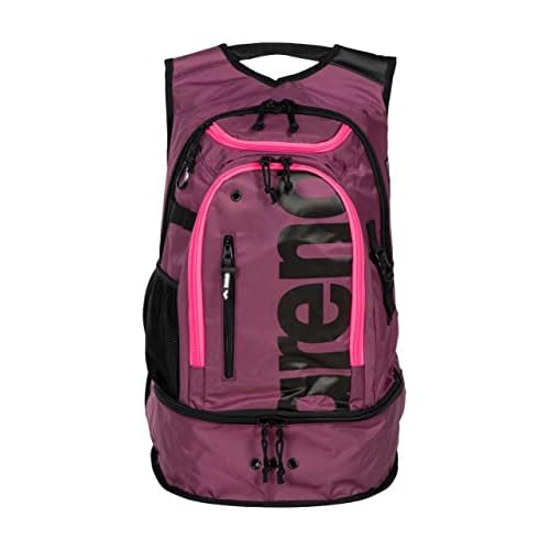 ARENA Unisex Adult Fastpack 3.0 Swimming Athlete Sports Backpack for Swimming Training Gear Gym Bag for Men and Women, 40 Liters, Plum/Neon Pink